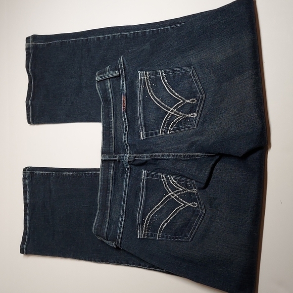 Q-BABY No Gap EMBELLISHED Size  Riding JEANS Dark Wash STRETCH Wrangler 9/10 - Picture 5 of 12